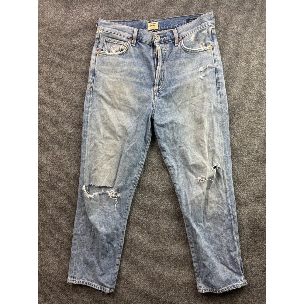 Citizens of Humanity McKenzie Jeans Women 28 Blue Distressed Curved Straight Leg